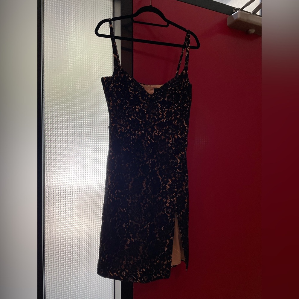 Black Lace Bardot Dress
